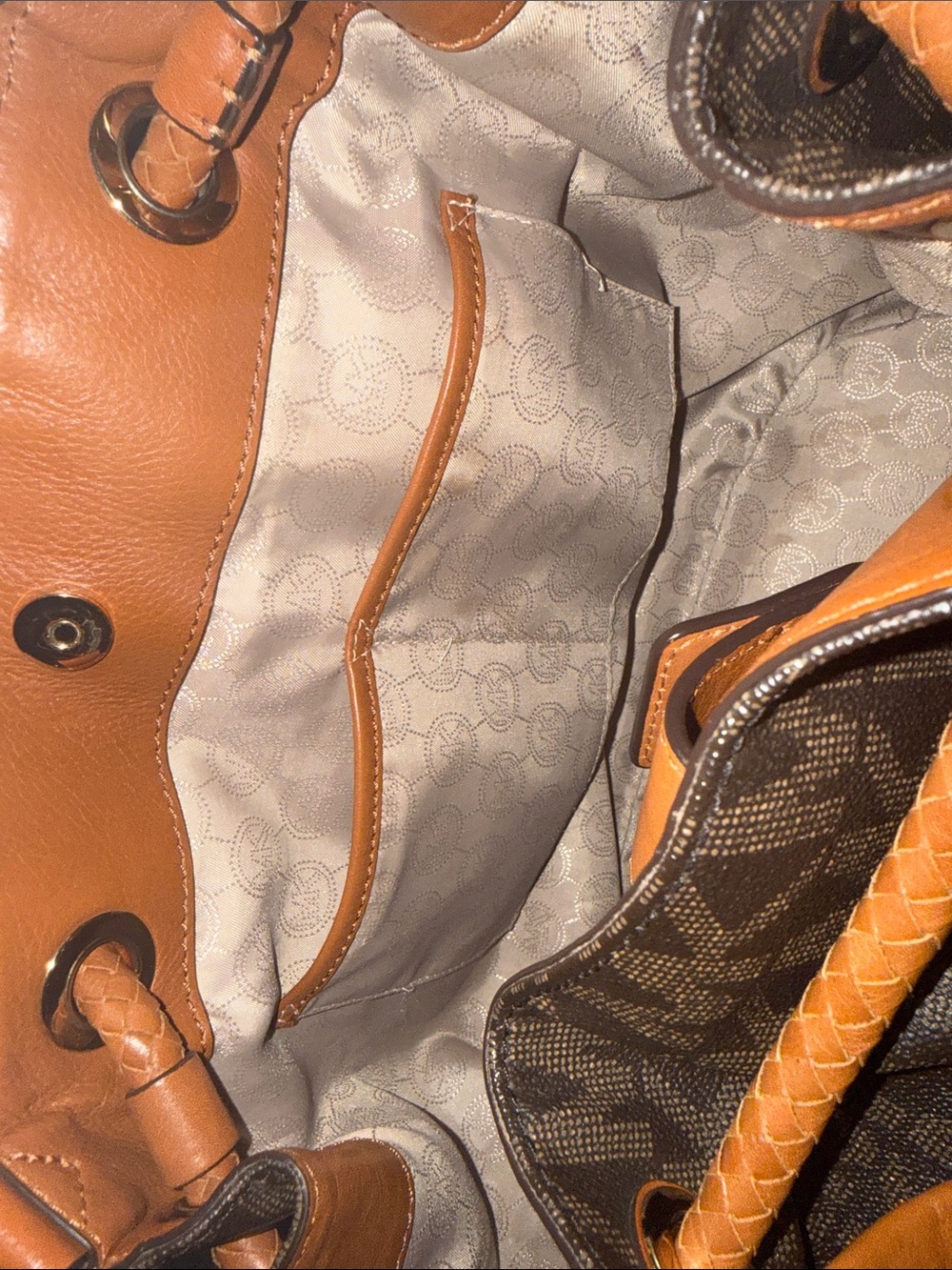 Michael Kors Brown Logo Drawstring Hobo with Tassel Charm - Picture 4 of 4